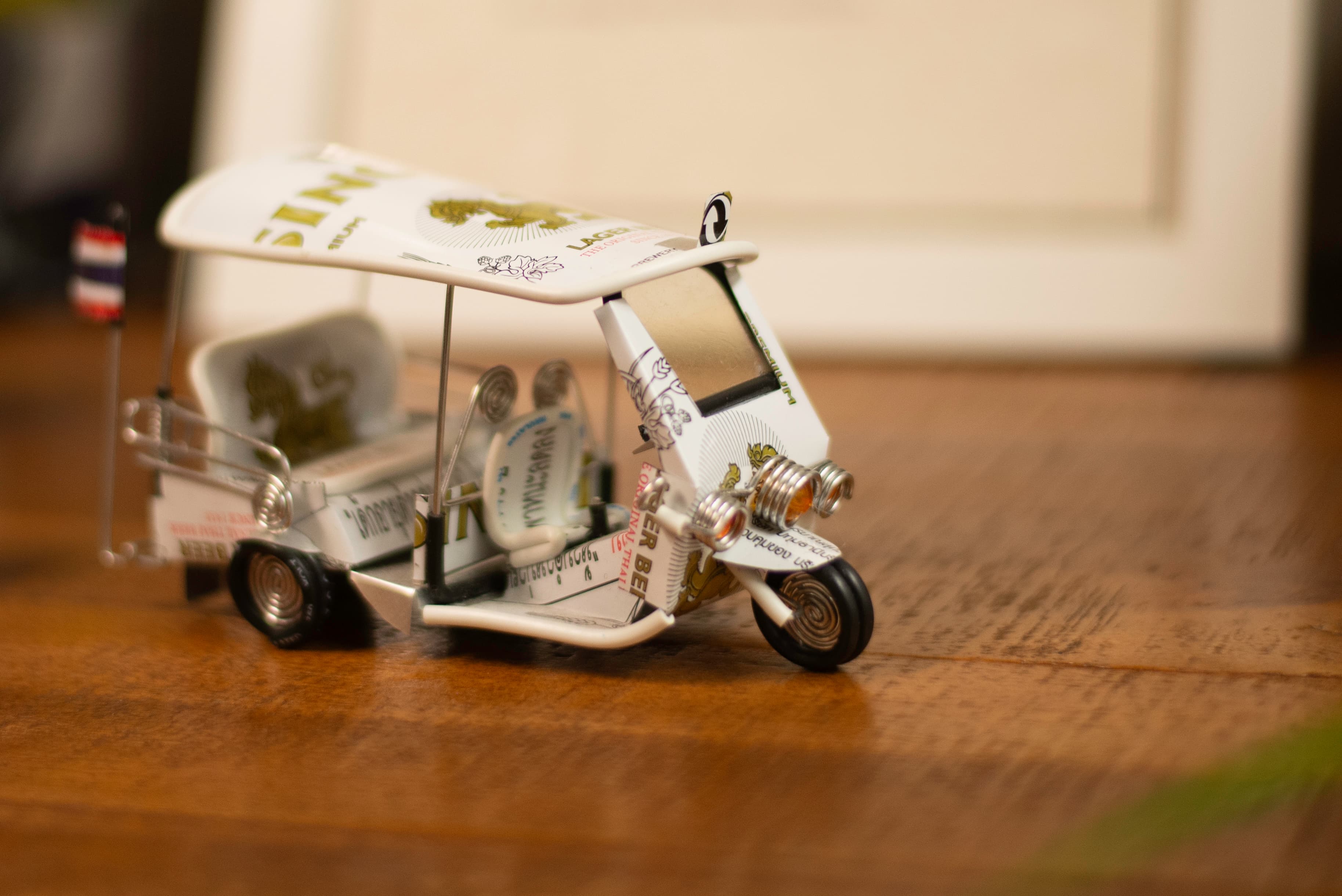 A small hand-made vehicle.